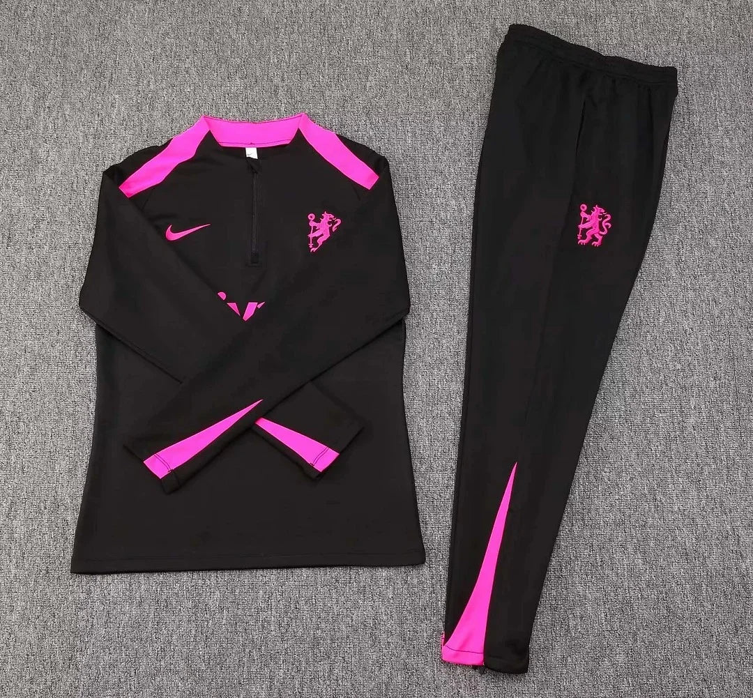 2024/2025 Chelsea Half-Pull Tracksuit Black 1:1 Thai Quality