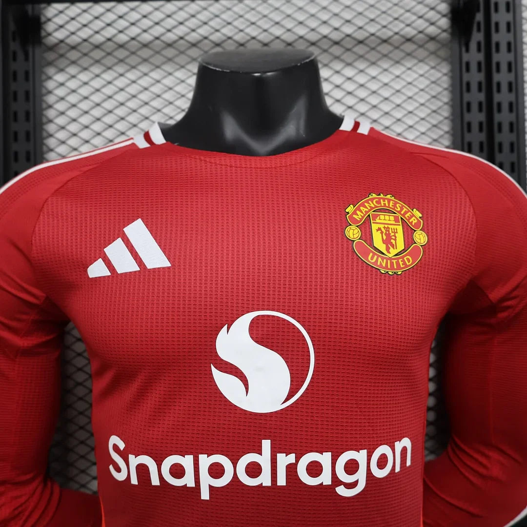 2024/2025 Long Sleeve Player Version Manchester United Home Football Shirt 1:1 Thai Quality