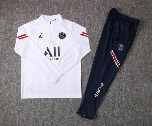 2021/2022 Psg Paris Saint-Germain Half-Pull Tracksuit White
