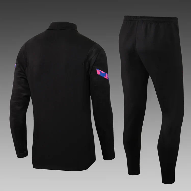 2021/2022 Barcelona Half-Pull Tracksuit Black