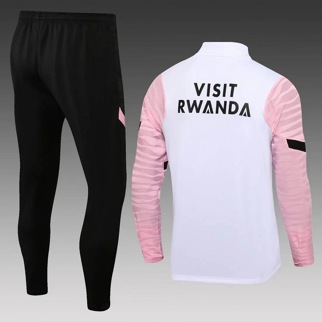 2021/2022 Psg Paris Saint-Germain Half-Pull Tracksuit White Pink Sleeves