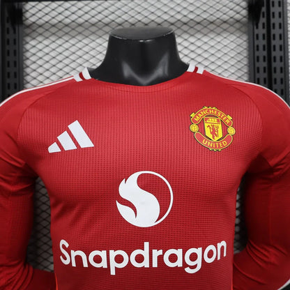2024/2025 Long Sleeve Player Version Manchester United Home Football Shirt 1:1 Thai Quality