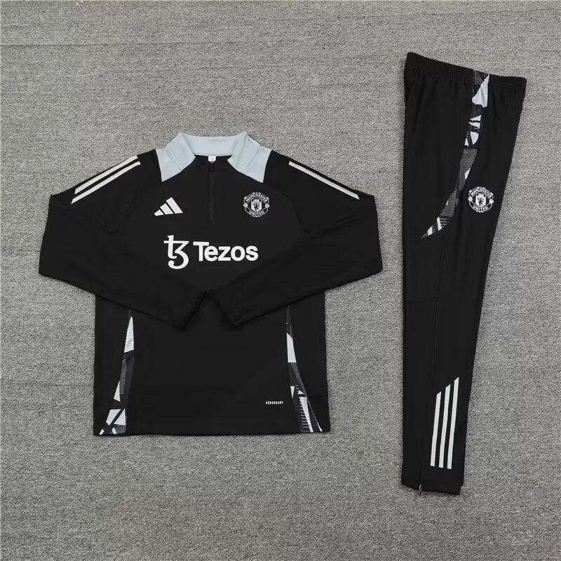 2024/2025 Manchester United Half-Pull Training Wear Black Football Shirt