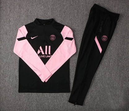 2021/2022 Psg Paris Saint-Germain Half-Pull Tracksuit Black Pink Sleeves