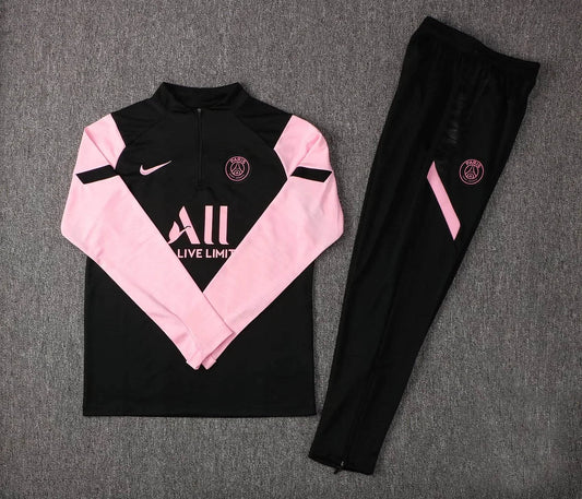 2021/2022 Psg Paris Saint-Germain Half-Pull Tracksuit Black Pink Sleeves