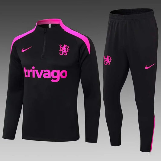2024/2025 Chelsea Half-Pull Tracksuit Black 1:1 Thai Quality